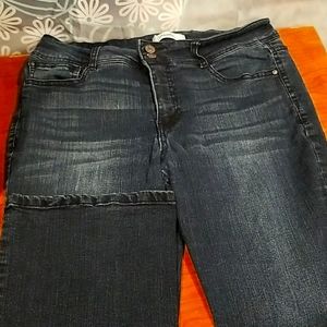 Straight leg stretchy dark jeans